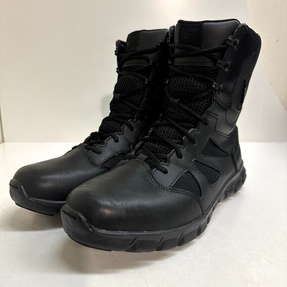 EXCELLENT Reebok Sublite Cushion Tactical Black Work Boot RB8806 Side Zipper 12 - Picture 2 of 10